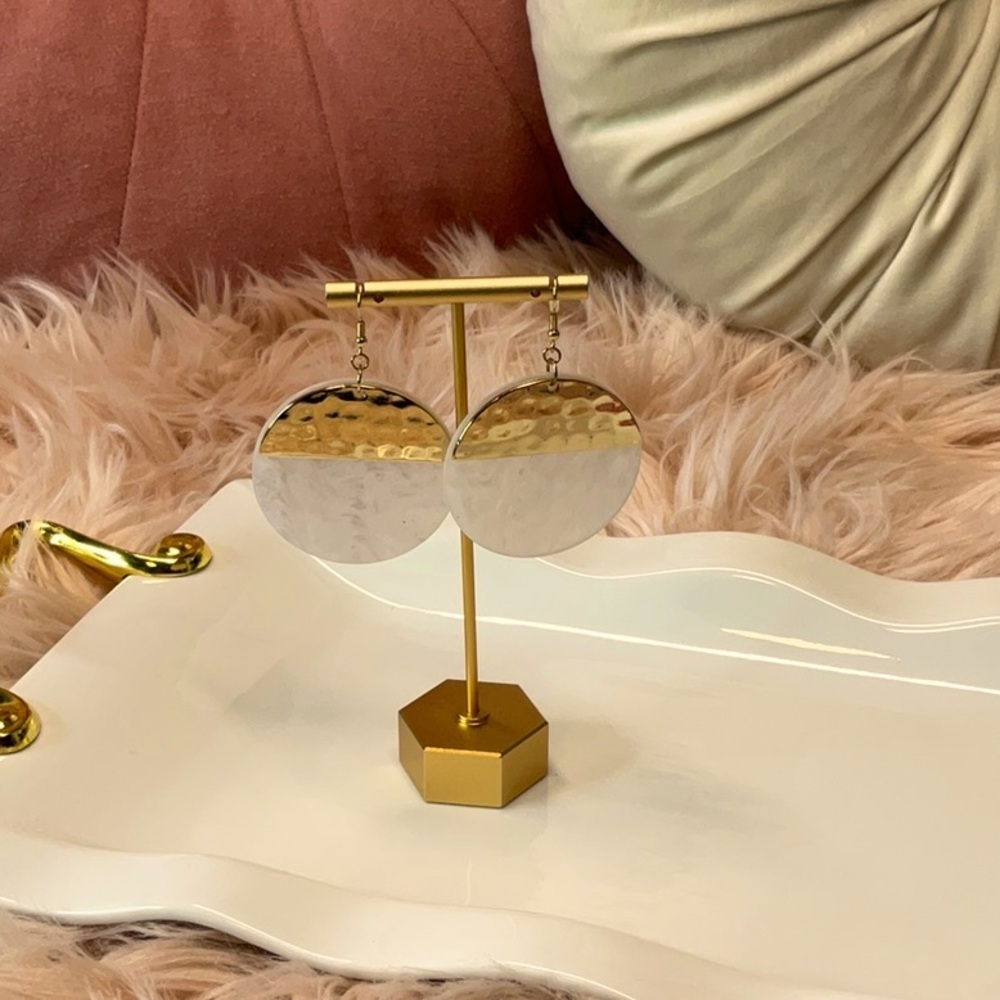 White Resin Drop Earrings